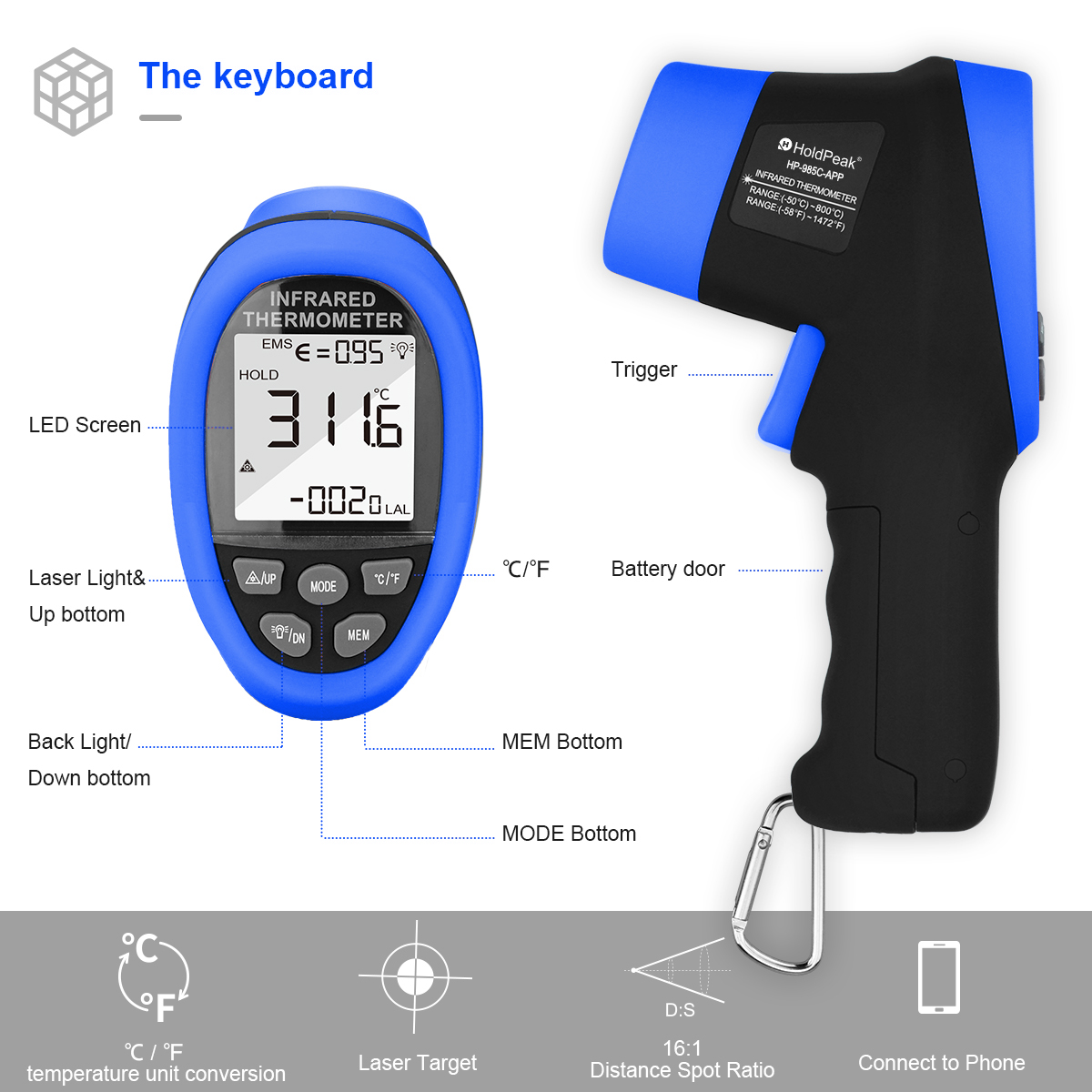 HoldPeak Infrarood Thermometer - Industrial Laser Temperature Sensor recensie en prijs